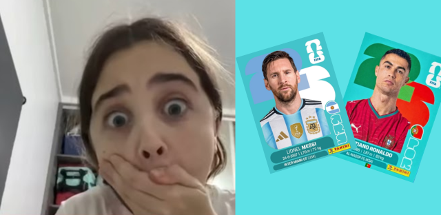 Elijo creer: Una nena encontró a Messi y Cristiano Ronaldo en su primer paquete de figuritas en General Roca